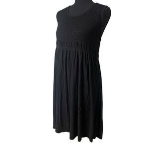 Falls Creek Black Shirred Top Sleeveless Sun Dress